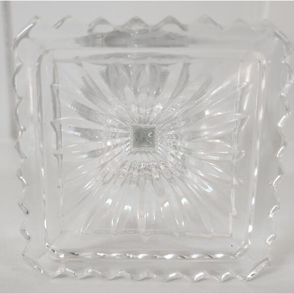 Vintage Lead Crystal Cut Glass Egg on Pedestal Base 7.25" Starburst & Leaf Motif - Picture 11 of 11